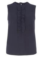 Dorothy Perkins Navy Ruffle Sleeveless Top.