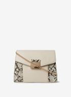 Dorothy Perkins Ivory Snake Print Panel Hardware Cross Body Bag