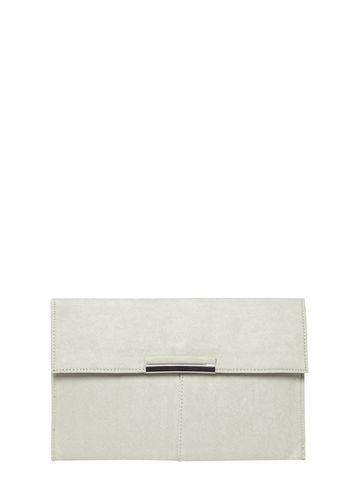 Dorothy Perkins Grey Faux Suede Tab Clutch Bag