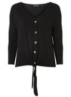 Dorothy Perkins Black Tortoiseshell Button Front-knot Top