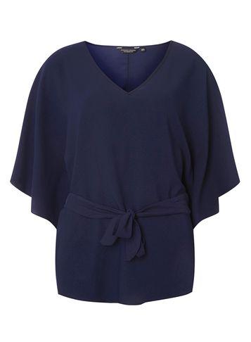 Dorothy Perkins Navy Cape Tie Waist Top