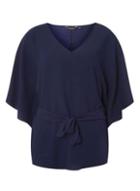 Dorothy Perkins Navy Cape Tie Waist Top