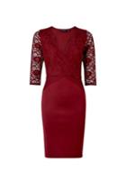 Dorothy Perkins *oxblood Lace Top Bodycon Dress