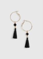 Dorothy Perkins Gold Finish Hoop Earring With Black Tassel Drop