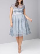 Dorothy Perkins *chi Chi London Curve Blue Embroidered Midi Skater Dress