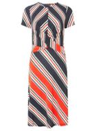 Dorothy Perkins Multi Coloured Striped Crossover Midi Dress
