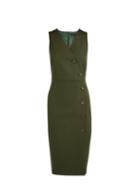 Dorothy Perkins Khaki V-neck Button Wrap Dress