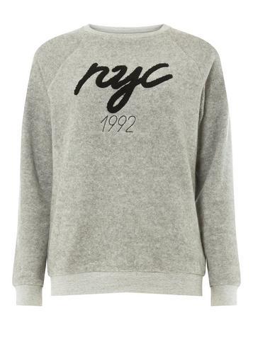 Dorothy Perkins Grey Nyc Motif Sweat Top