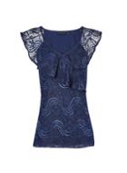 Dorothy Perkins Navy Frill Front Lace T-shirt