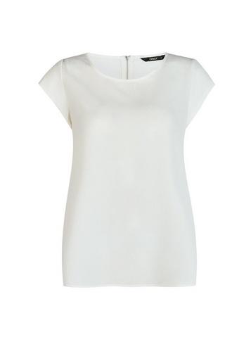 *only White Zip Woven T-shirt