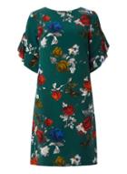 Dorothy Perkins *tall Green Floral Rose Shift Dress
