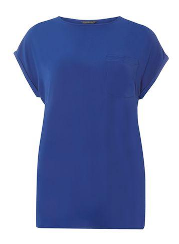 Dorothy Perkins *tall Cobalt Zip Back T-shirt