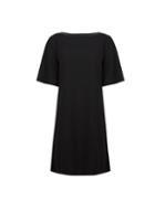 Dorothy Perkins *black Embroidered Neck Shift Dress