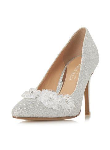 Dorothy Perkins *head Over Heels By Dune Silver Ayria Heeled Court Shoes