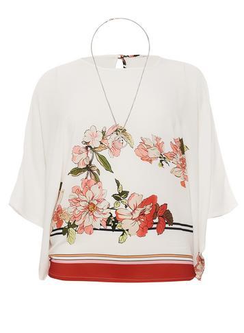 Dorothy Perkins *quiz Cream Floral Necklace Top