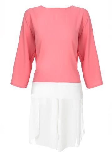Dorothy Perkins *quiz Coral Contrast Dip Hem Top