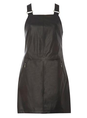 Dorothy Perkins Black Pu Pinny Dress