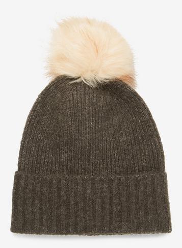 Dorothy Perkins Grey Pieces Dark Wool Pom Hat