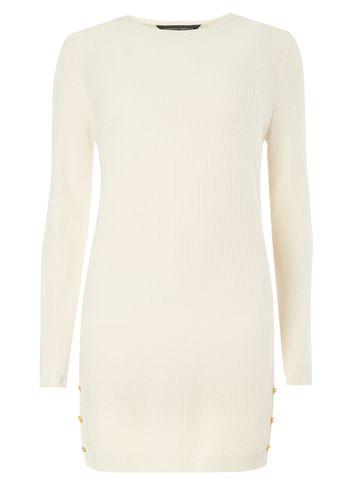 Dorothy Perkins Oyster Button Hem Knitted Tunic