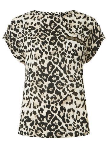 Dorothy Perkins Leopard Print Embellished Pocket T-shirt