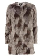 Dorothy Perkins Grey Camo Collarless Faux Fur Coat