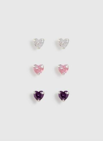 Dorothy Perkins 3 Pack Sterling Silver Heart Stud Earrings
