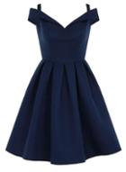 Dorothy Perkins *chi Chi London Blue Fold Over Bardot Midi Dress