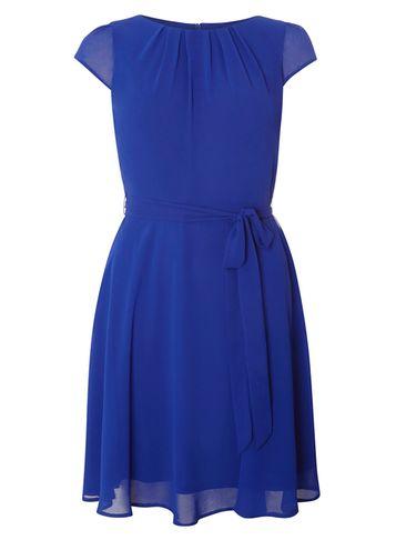 Dorothy Perkins *billie & Blossom Cobalt Chiffon Fit And Flare Dress