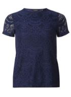 Dorothy Perkins Petite Navy Geometric Lace Top