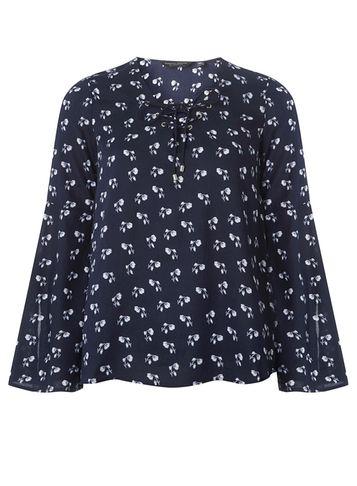Dorothy Perkins Blue Floral Print Tie Front Top