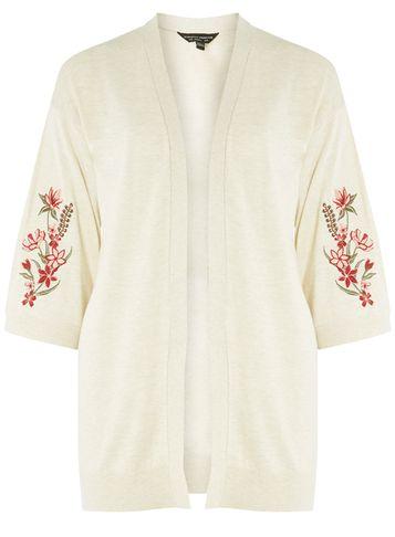 Dorothy Perkins Oatmeal Embroidered Cardigan
