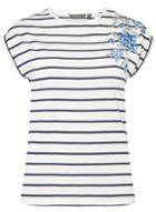 Dorothy Perkins Ivory Stripe Embroidered T-shirt