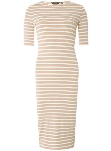 Dorothy Perkins Tan And White Stripe Bodycon Dress