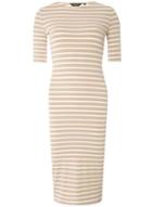 Dorothy Perkins Tan And White Stripe Bodycon Dress