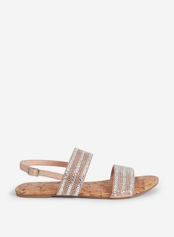 Dorothy Perkins Wide Fit Silver Funk Flat Sandals