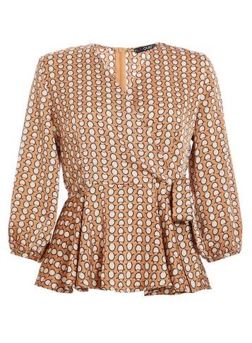 *quiz Stone And Cream Geometric Print Top