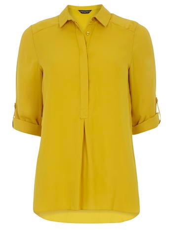 Dorothy Perkins Lime Collar Roll Sleeve Shirt