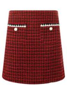 Dorothy Perkins Red Boucle Pocket Trim Mini Skirt