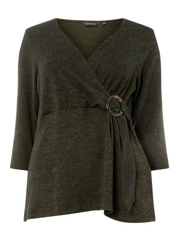 Dorothy Perkins *dp Curve Khaki Brushed Buckle Wrap Top