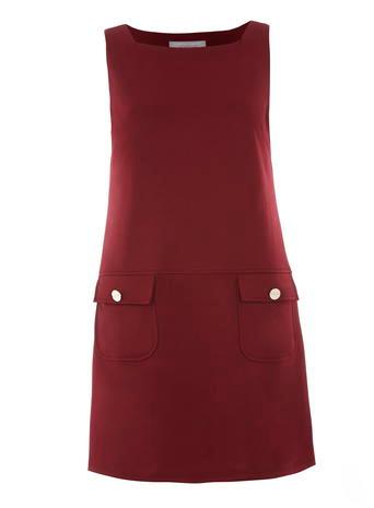 Dorothy Perkins Petite Wine Ponte Pinny Dress