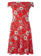 Dorothy Perkins *tall Red Floral Bardot Dress