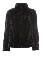 Dorothy Perkins Black Swirl Faux Fur Coat