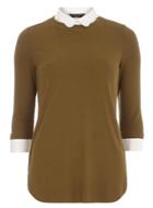 Dorothy Perkins Khaki Scallop Jersey