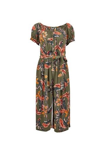 Dorothy Perkins Petite Khaki Crinkle Jumpsuit