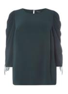 Dorothy Perkins Dp Curve Green Draw Cord Puff Sleeve Top