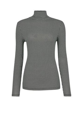 Dorothy Perkins Black And White Dogstooth Print Roll Neck Top