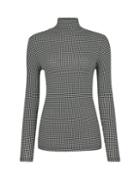 Dorothy Perkins Black And White Dogstooth Print Roll Neck Top