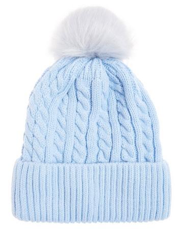 *quiz Pale Blue Pom Pom Knitted Hat