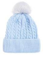 *quiz Pale Blue Pom Pom Knitted Hat