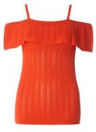 Dorothy Perkins Orange Pointelle Cold Shoulder Knitted Top